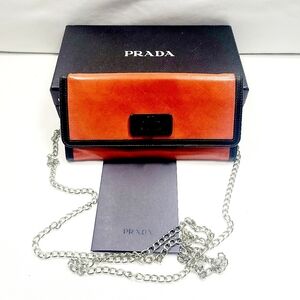 Prada Canvas Leather Wallet On Chain